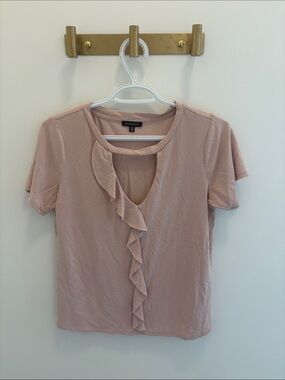 Dynamite Dusty Rose Ruffle-Trim Short Sleeve Tee
